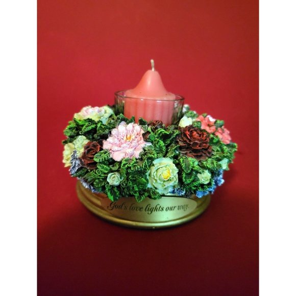 Sierra Floral Candle Holder Handcrafted Hand Painted - Picture 1 of 10